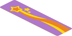 Sticker  0.8 x  3.0 with Orange and Yellow Shooting Star, S-Shape