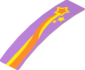 Sticker  0.8 x  3.0 with Orange and Yellow Shooting Star, S-Shape (Formed)