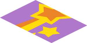 ~Sticker  0.8 x  3.0 with Orange and Yellow Shooting Star, S-Shape -  Second Face