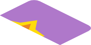 ~Sticker  0.8 x  3.0 with Orange and Yellow Shooting Star, S-Shape - First Face