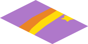 ~Sticker  0.8 x  3.0 with Orange and Yellow Shooting Star, S-Shape -  Third Face