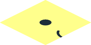 ~Tile  2 x  4 with Black Simple Wide Smiley Face Pattern - Half