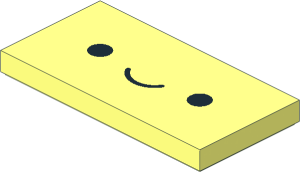 Tile  2 x  4 with Black Simple Wide Smiley Face Pattern