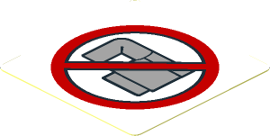 Sticker  1.8 x  1.8 with Cup Prohibited Sign on White Background