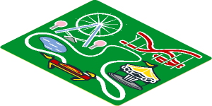 Sticker  2.6 x  3.2 with Amusement Park Map on Green Background