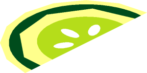 ~Tile  1 x  1 Round with Cucumber Slice Pattern Half