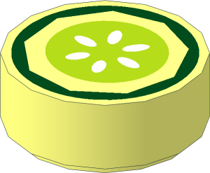 Tile  1 x  1 Round with Cucumber Slice Pattern