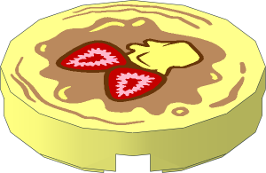 Tile  2 x  2 Round with Pancake, Strawberries and Butter Pattern