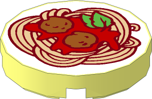 Tile  2 x  2 Round with Spaghetti & Meatballs Pattern