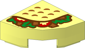 Tile  1 x  1 Corner Round with Taco & Sliced Tomatoes Pattern