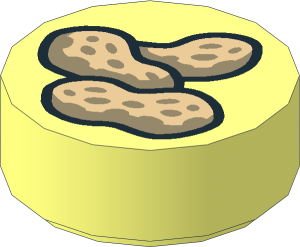 Tile  1 x  1 Round with Three Peanuts Pattern