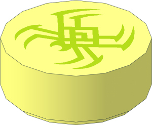 Tile  1 x  1 Round with Lime Spider Pattern