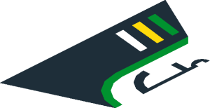 ~Sticker  1.9 x  1.9 with Anchor and Green, Yellow, and White Stripes - Half