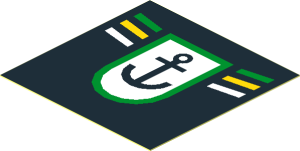 Sticker  1.9 x  1.9 with Anchor and Green, Yellow, and White Stripes