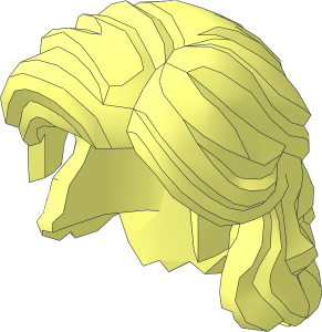 Minifig Hair Mid-Length Wavy with Center Part and Sidelocks