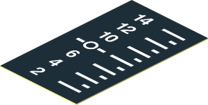 Sticker  1.9 x  1.1 with White Plimsoll Lines and Scale on Black Background