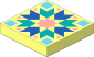 Tile  2 x  2 with Dark Turquoise and Blue Chevrons, Medium Azure Squares, Warm Pink Star and Triangles Pattern