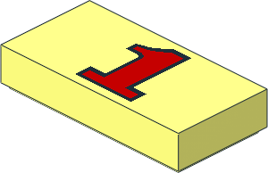 Tile  1 x  2 with Red "1" Pattern