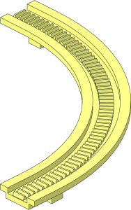Track with Gear Rack Curve 90° 17.5 x 17.5