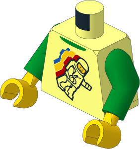 Minifig Torso with Arms and Hands with Classic Space Minifigure Floating Pattern