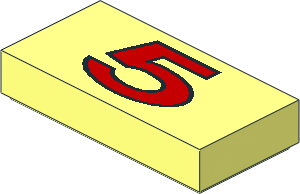 Tile  1 x  2 with Red "5" Pattern