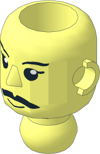Technic Action Figure Head with Mustache Pattern