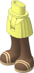 Figure Friends Hips and Legs with Short Skirt with Medium Brown Legs and Tan Double Foot Straps Sandals Pattern