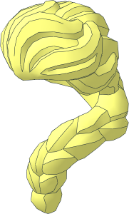 Minifig Hair Female Long Wavy, Swept Back Bangs with Braid Twisted over Left Shoulder