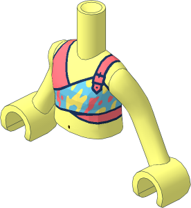 Figure Friends Girl Torso with Arms with Coral, Medium Azure and Bright Light Yellow Sleeveless Tank Top Short Pattern