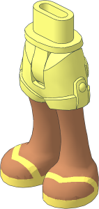 Figure Friends Hips and Legs with Nougat Legs and Bright Light Yellow V-shaped Straps Sandals Pattern