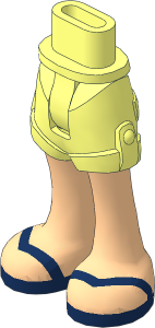 Figure Friends Hips and Legs with Shorts with Light Nougat Legs with Dark Blue V-shaped Straps Sandals Pattern