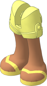 Figure Friends Legs with Shorts with Nougat Legs and Bright Light Yellow V-shaped Straps Sandals Pattern