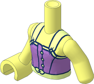Figure Friends Girl Torso with Left Limb Reduction with Medium Lavender Tank Top with Yellowish Green Straps and Belt Pattern