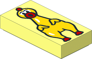 Tile  1 x  2 with Rubber Chicken Pattern