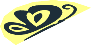 ~Tile  1 x  1 Round with Black Butterfly Pattern Half