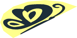 ~Tile  1 x  1 Round with Black Butterfly Pattern Half