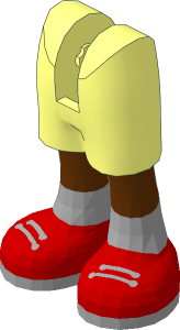 Figure Friends Legs with Mid-Length Shorts with Reddish Brown Legs and Red Shoes with Light Bluish Grey Socks, Laces and Soles Pattern