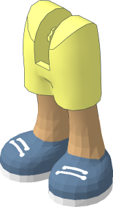 Figure Friends Legs with Mid-Length Shorts with Medium Tan Legs and Metallic Blue Shoes with White Laces and Soles Pattern