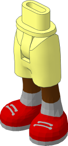Figure Friends Hips and Legs with Mid-Length Shorts with Reddish Brown Legs and Red Shoes with Light Bluish Grey Socks, Laces and Soles Pattern