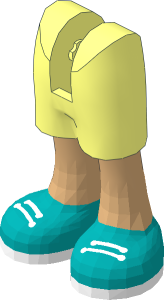 Figure Friends Legs with Mid-Length Shorts with Medium Tan Legs and Dark Turquoise Shoes with White Laces and Soles Pattern