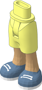 Figure Friends Hips and Legs with Mid-Length Shorts with Medium Tan Legs and Metallic Blue Shoes with White Laces and Soles Pattern