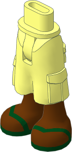 Figure Friends Hips and Legs with Cargo Pants with Reddish Brown Legs and Dark Green V-Shaped Straps Sandals Pattern