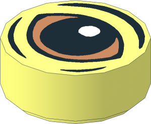 Tile  1 x  1 Round with Black and Nougat Blurrg Eye Pattern