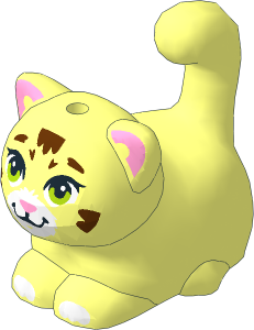Animal Cat Chubby Sitting with Reddish Brown Markings, Lime Eyes, White Muzzle and Paws and Bright Pink Auricles and Nose Pattern