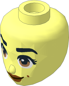 Figure Friends Head with Black Eyebrows, Medium Nougat Eyes, Dark Orange Lips and Beauty Marks and Dark Brown Closed Mouth Smile Pattern