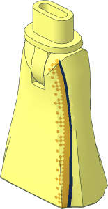 Figure Friends Hips and Legs with Full Length Skirt with Gold and Dark Blue Trim Pattern