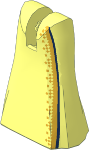 Figure Friends Legs with Full Length Skirt with Gold and Dark Blue Trim Pattern