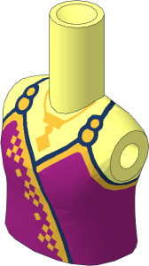 Figure Friends Girl with Magenta Sleeveless Dress Top with Dark Blue and Gold Trim and Necklace Pattern