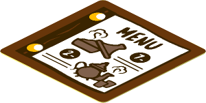 Sticker  1.8 x  1.8 with "Menu", Tagine and Teapot