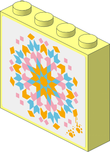 Brick  1 x  2 x  2 with Mosaic and Cat Footprints Sticker